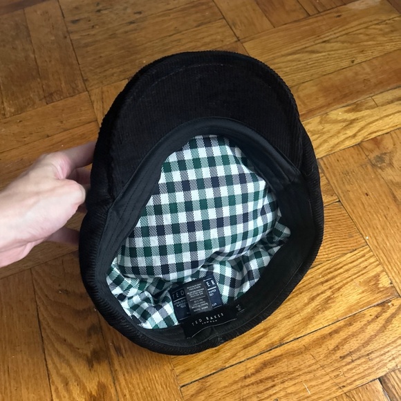 Ted Baker London Driving Newsboy Cap Hat Black Corduroy Gentlemen Medium/Large - Picture 2 of 5